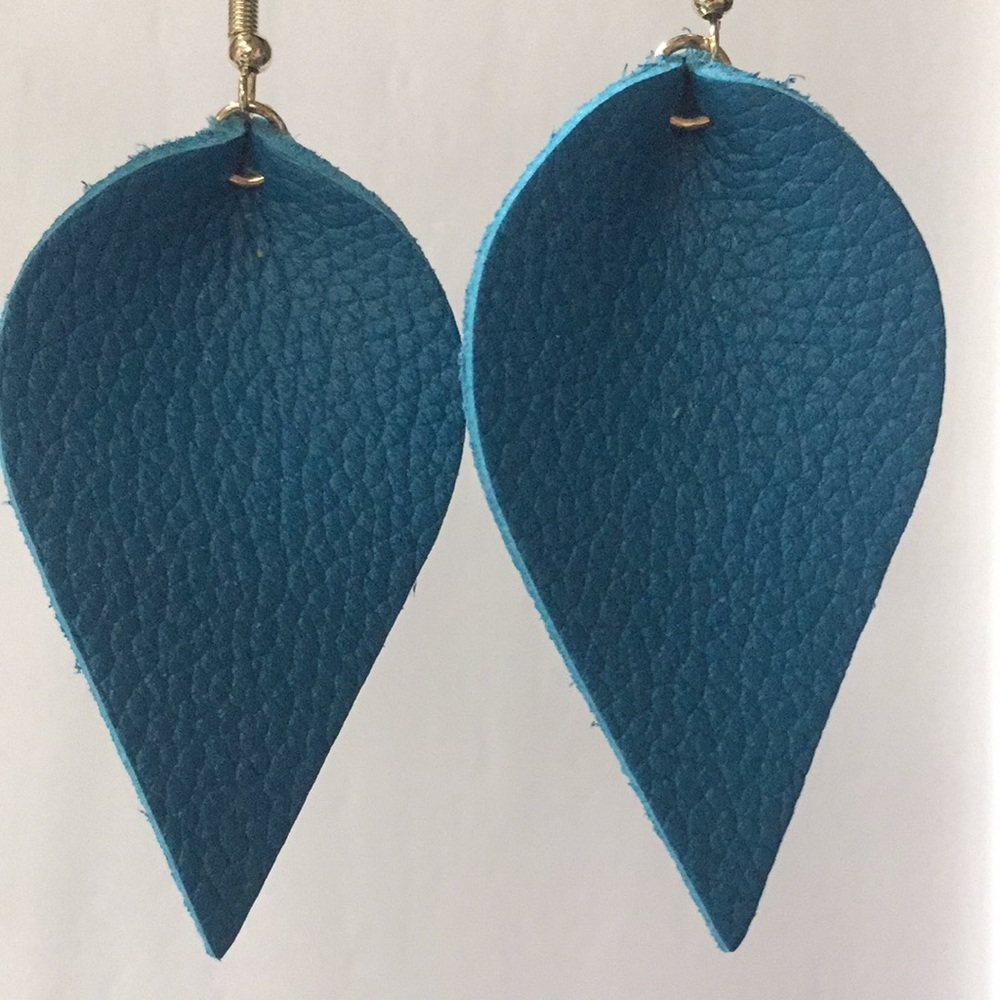 Genuine Leather Teal Earrings